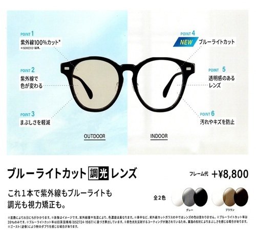 CMでお馴染み！SUNCUTGlassesにブルーライトカットが追加された調光レンズが新発売！