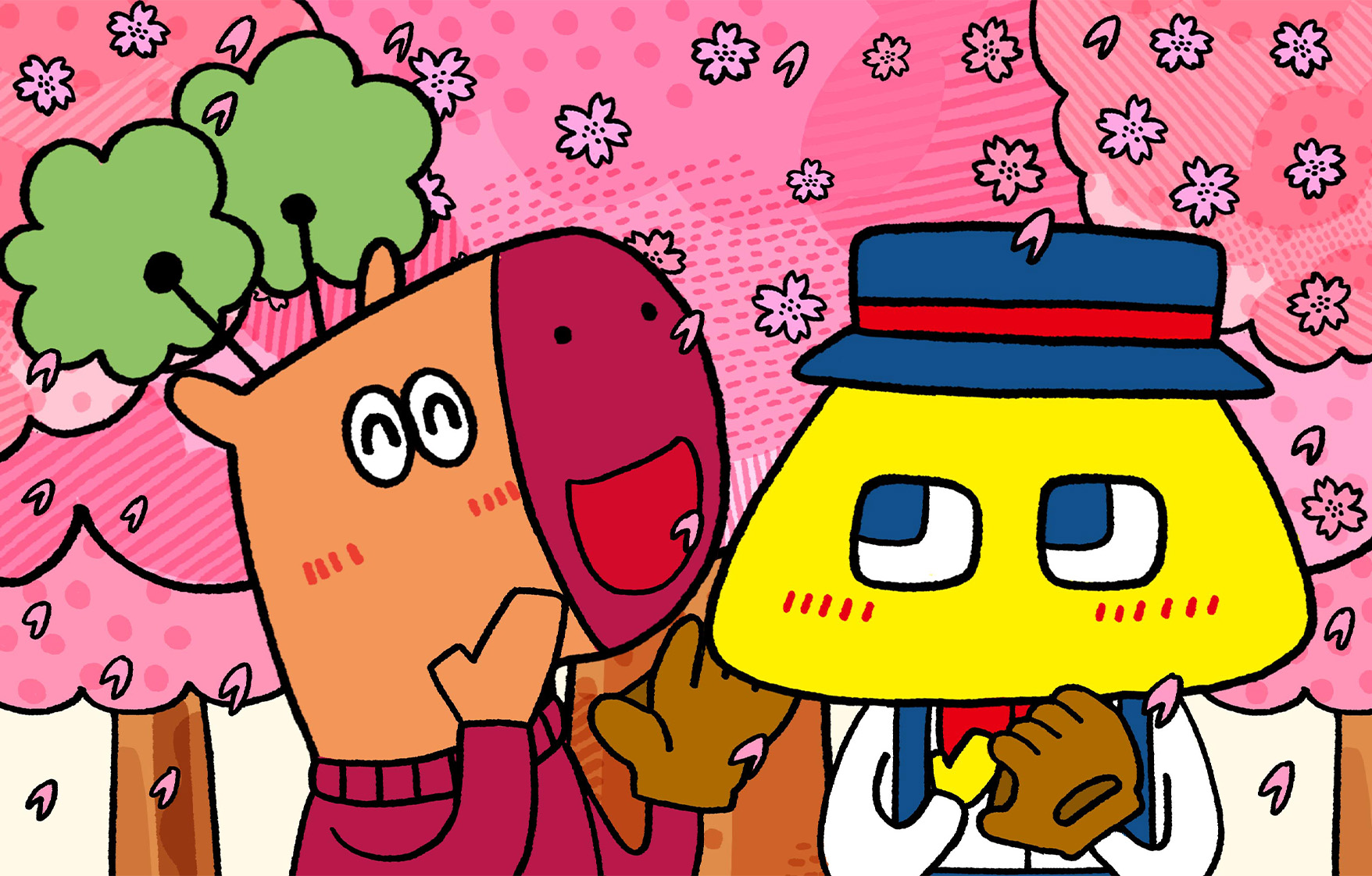 嬉しそうにしているコキノリンと、あの頃のどきどきを思い出しているテンビーロウ。